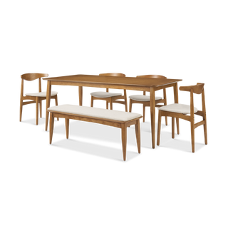 Retrovie Mid-Century Modern 71" Dining Table Set for 6