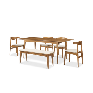 Retrovie Mid-Century Modern 63"-79" Extendable Dining Table Set for 6