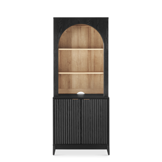 Brooklyn Hutch Cabinet in Black Oak, single unit shown front on