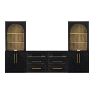 Blake U-Shape Entertainment Center Hutch Shelf Style 1, Black Oak - base