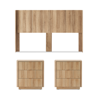Brooklyn 3 Piece Bedroom Set, King Golden Oak, full three-piece set front view