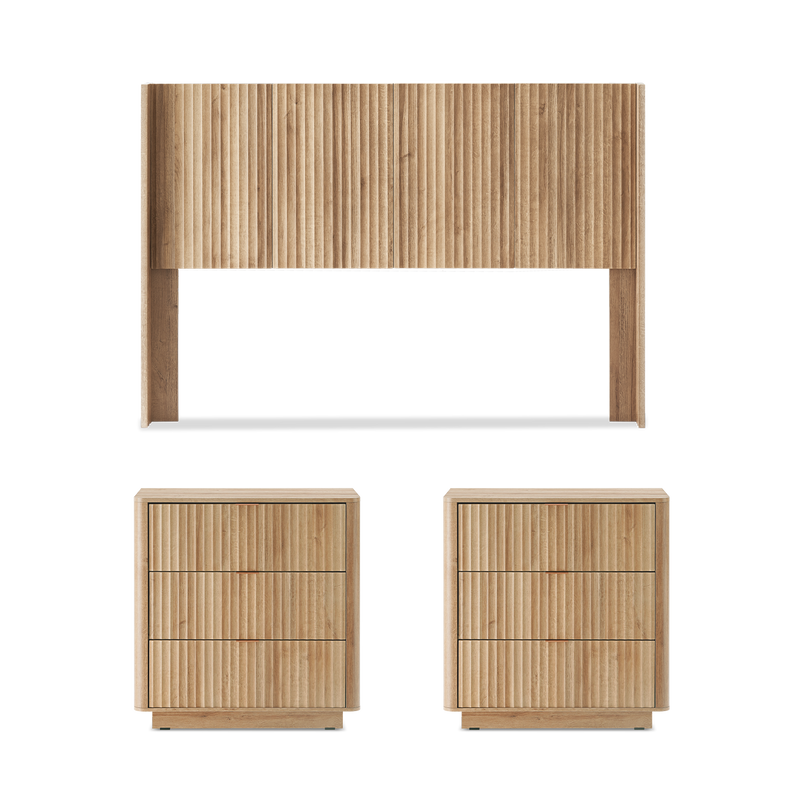 Brooklyn Bedroom Set - 3-Drawer Dresser (Pair) + Headboard