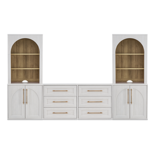 Blake U-Shape Entertainment Center Hutch Shelf Style 1, White Oak - base