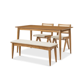 Retrovie Mid-Century Modern 59" Dining Table Set for 4
