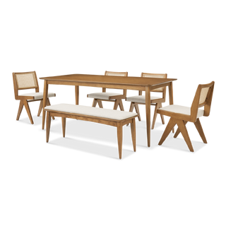 Retrovie Mid-Century Modern 71" Dining Table Set for 6