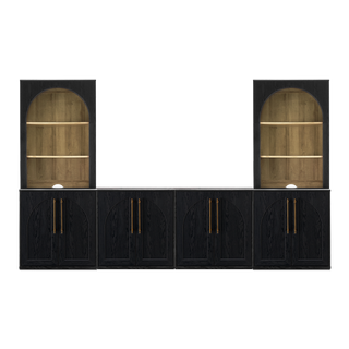 Blake U-Shape Entertainment Center Hutch Shelf Style 2, Black Oak - base
