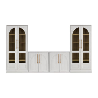 Blake Arched TV Cabinet with Tall Arched Display Cabinets, White Oak - base