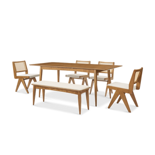 Retrovie Mid-Century Modern 63"-79" Extendable Dining Table Set for 6
