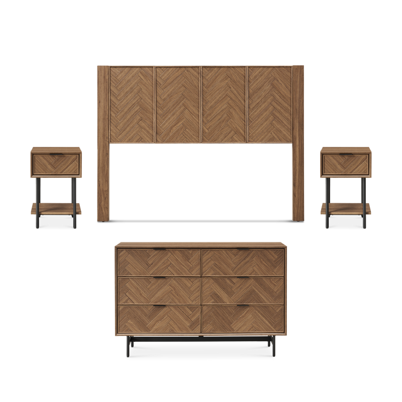 Axis 4-Piece Bedroom Set (Headboard, Nightstands, 6-Drawer Dresser)
