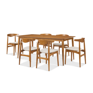 Retrovie Mid-Century Modern 71" Dining Table Set for 6