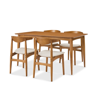 Retrovie Mid-Century Modern 59" Dining Table Set for 4
