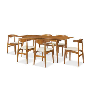 Retrovie Mid-Century Modern 63"-79" Extendable Dining Table Set for 6