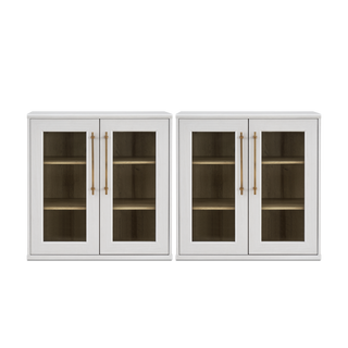 Blake Modular Storage Cabinet Acrylic, White Oak Set of 2