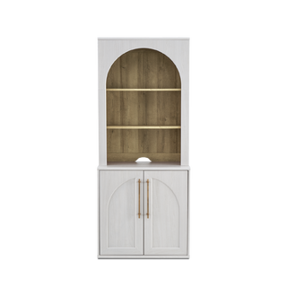 Blake Modular Storage Cabinet with Hutch Arched, White Oak