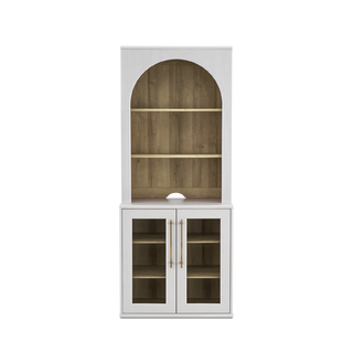 Blake Modular Storage Cabinet with Hutch Acrylic, White Oak