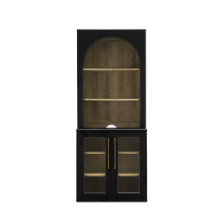 Blake Modular Storage Cabinet with Hutch Acrylic, Black Oak