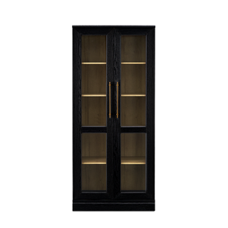 Blake Tall Acrylic Display Cabinet Angular, Black Oak Single