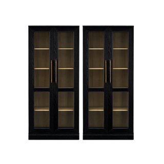 Blake Tall Acrylic Display Cabinet Angular, Black Oak Set of 2