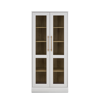 Blake Tall Acrylic Display Cabinet Angular, White Oak Single