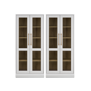 Blake Tall Acrylic Display Cabinet Angular, White Oak Set of 2