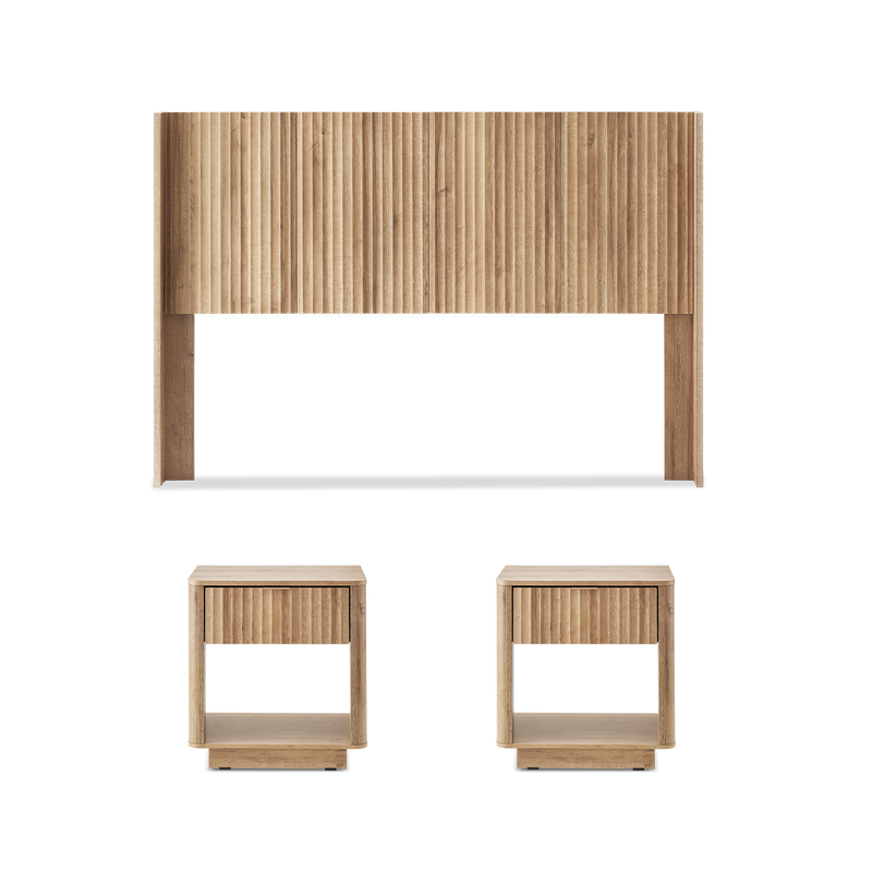 Brooklyn Bedroom Set - Headboard + Bed Side Table (Pair)
