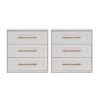 Blake 3 Drawer Dresser, White Oak Set of 2