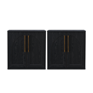 Blake Modular Storage Cabinet Arched, Black Oak Set of 2