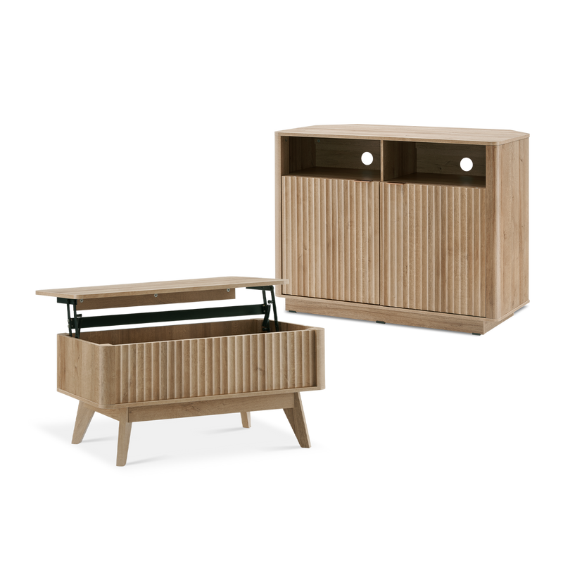 Brooklyn Corner TV Stand + Lift-top Coffee Table