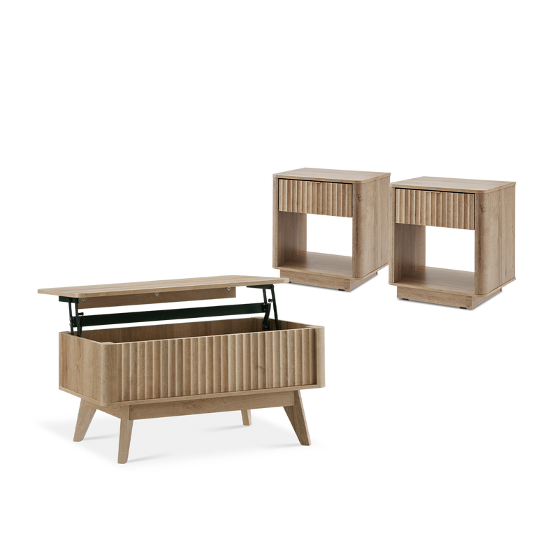 Brooklyn Side Tables (Pair) + Lift-top Coffee Table (New)