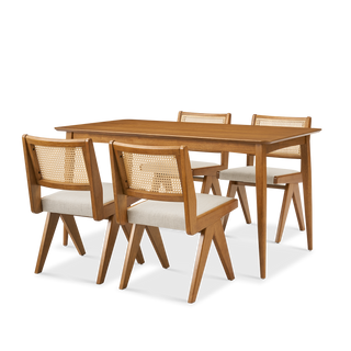 Retrovie Mid-Century Modern 59" Dining Table Set for 4