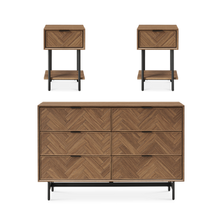 Axis 3-Piece Bedroom Set (6-Drawer Dresser, Nightstands)