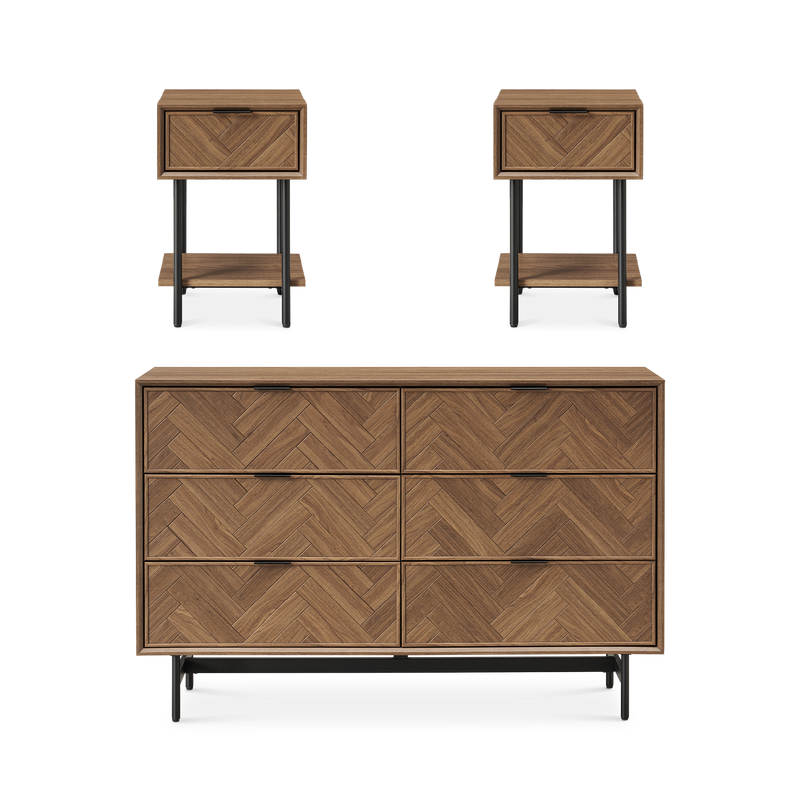 Axis 3-Piece Bedroom Set (6-Drawer Dresser, Nightstands)