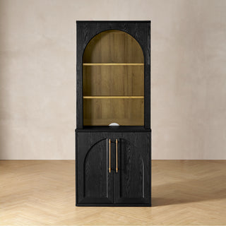 Blake Modular Storage Cabinet with Hutch Arched, Black Oak