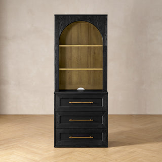 Blake 3 Drawer Dresser with Hutch, Black Oak