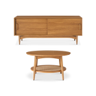 Retrovie Mid-Century Modern 59" TV Stand & Round Coffee Table Set