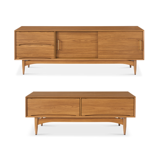 Retrovie Mid-Century Modern 67" TV Stand & Storage Coffee Table Set