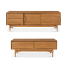 Retrovie Mid-Century Modern 67" TV Stand & Storage Coffee Table Set