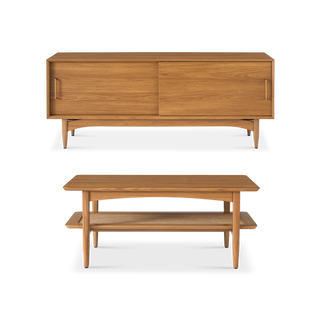 Retrovie Mid-Century Modern 59" TV Stand & 40" Coffee Table Set