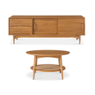 Retrovie Mid-Century Modern 67" TV Stand & Round Coffee Table Set