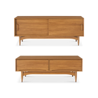 Retrovie Mid-Century Modern 59" TV Stand & Storage Coffee Table Set