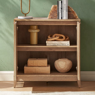 Brooklyn Hutch Cabinet in Golden Oak, adjustable cabinet interior shelf