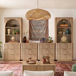 Brooklyn Hutch Dresser in Golden Oak, units configured as a modular run