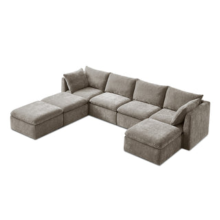 Macy 7 Seats Modular Sectional Sofa with Fully Removable Covers, Large Storage (Keystone Gray Chenille)
