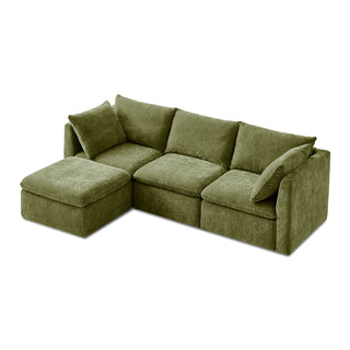 Macy 4 Seats Modular Sectional Sofa with Fully Removable Covers, Large Storage (Moss Green Chenille)