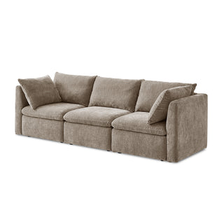 Macy 3 Seater Modular Sectional Sofa with Fully Removable Covers, Large Storage (Taupe Chenille)