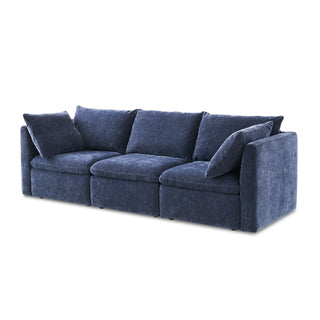Macy 3 Seater Modular Sectional Sofa with Fully Removable Covers, Large Storage (Navy Blue Chenille)