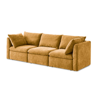 Macy 3 Seater Modular Sectional Sofa with Fully Removable Covers, Large Storage (Ochre Yellow Chenille)
