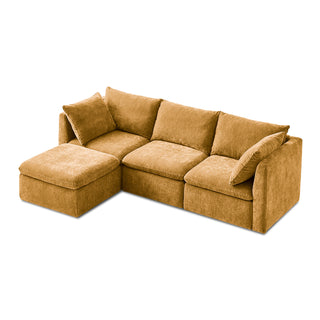 Macy 4 Seats Modular Sectional Sofa with Fully Removable Covers, Large Storage (Ochre Yellow Chenille)