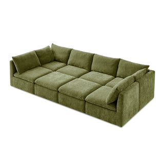 Macy Pit-sectional Sofa, Moss Green Chenille