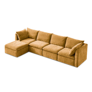 Macy 5 Seats Modular Sectional Sofa with Fully Removable Covers, Large Storage (Ochre Yellow Chenille)